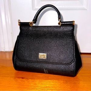 Dolce&Gabbana Black Small dauphine leather Sicily bag